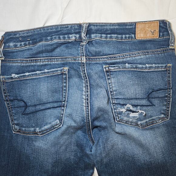 American Eagle Jegging Women’s 8R Blue Super Stretch Distressed Skinny Jeans Y2K - Picture 7 of 12